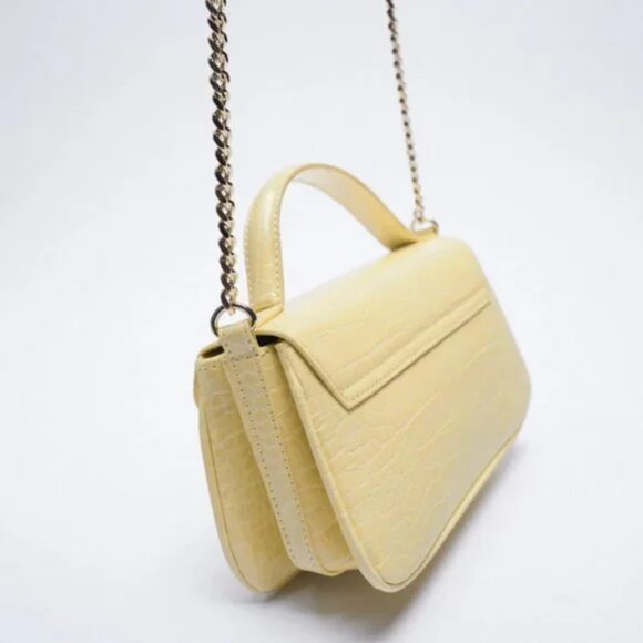 Zara Animal Print Crossbody Bag with Buckle Yellow - Picture 6 of 11